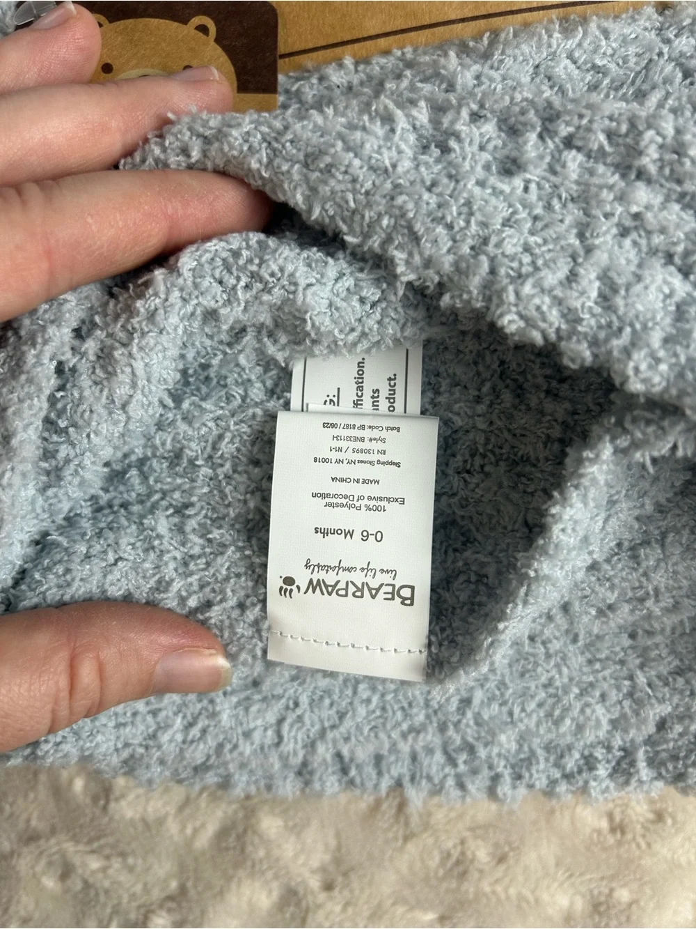 Bearpaw Blue Baby Blanket & Hat Set Chenille Sweater Knit Soft Cozy Ribbed